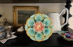 Vintage Mid Century French Majolica Oyster Plate