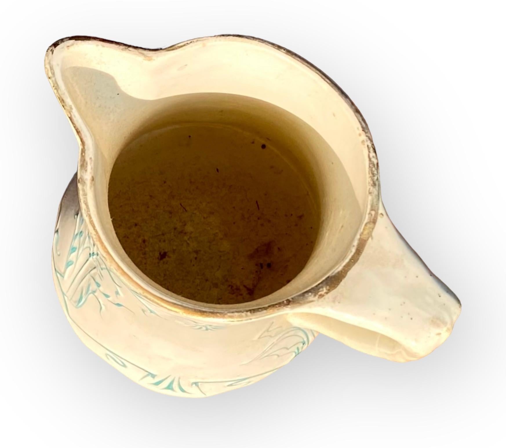 Antique French Majolica Pitcher by Saint Amand et Hamage Nord. in vendita 2