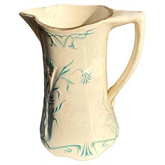 Antique French Majolica Pitcher by Saint Amand et Hamage Nord.
