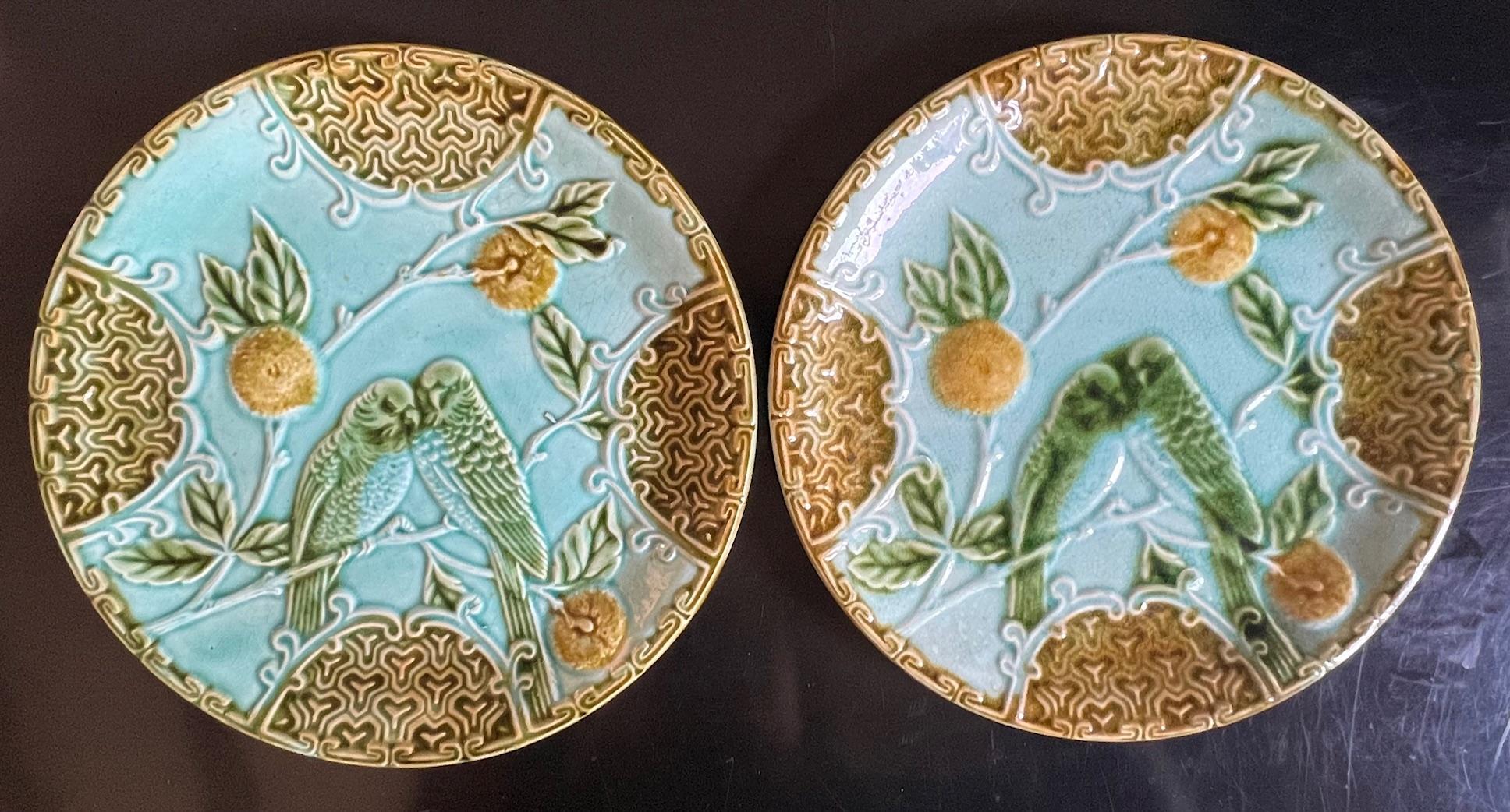 Inizio XX secolo Antique French Majolica Plates by Salins, Set di 2, c.C. in vendita