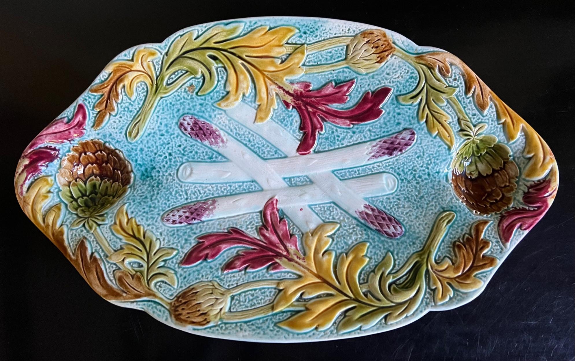 Antique French Majolica Platter by Orchies, c. 1890's In Good Condition For Sale In Ross, CA