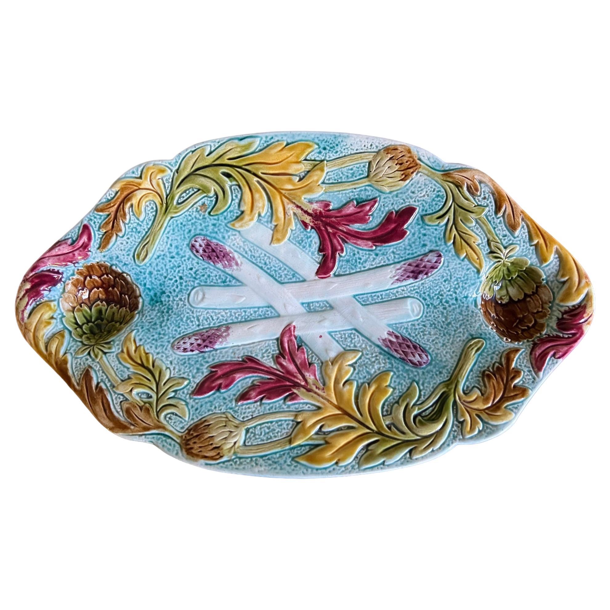 Antique French Majolica Platter by Orchies, c. 1890's For Sale