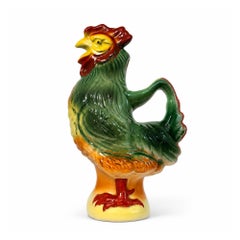 Antique French Majolica Rooster Pitcher by Saint Clément, 1920