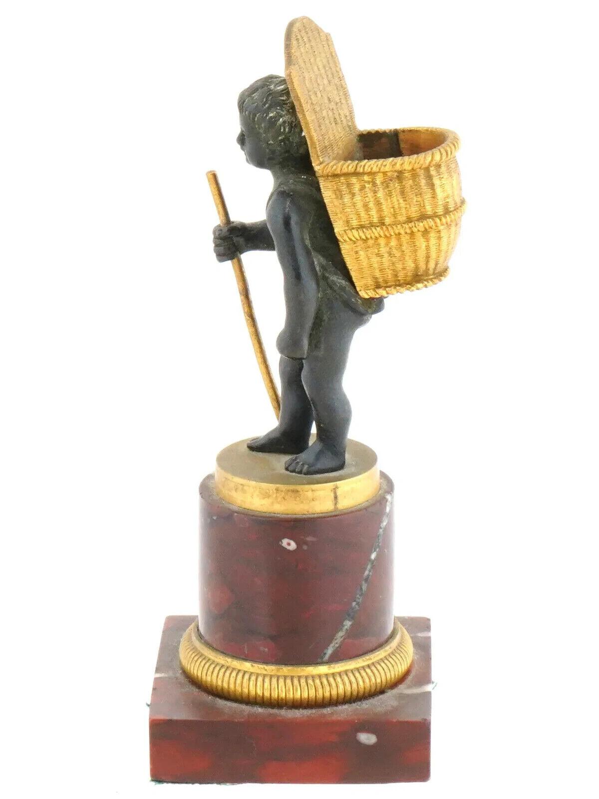 19th Century Antique French Manner Bronze Sculptural Match Holder