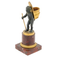 Antique French Manner Bronze Sculptural Match Holder