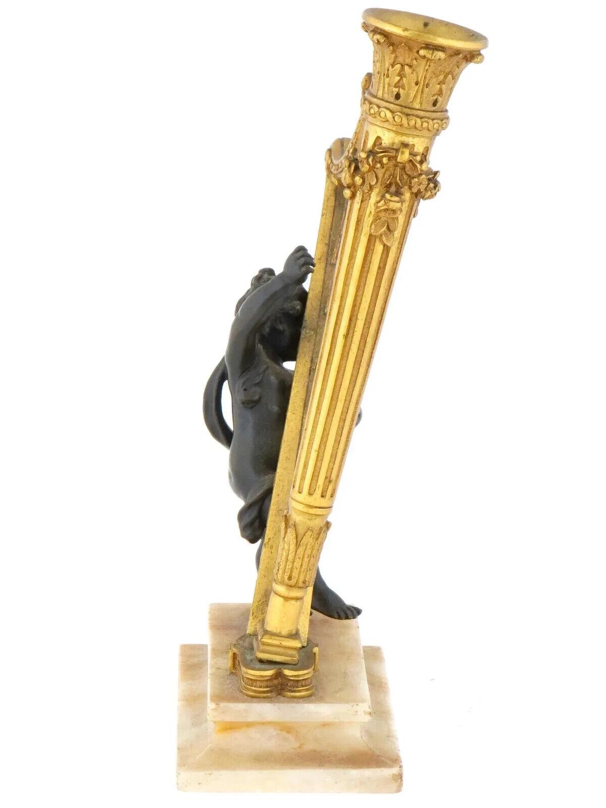Antique French Manner Querubín Arpa Base de lámpara de bronce en Bueno estado para la venta en Queens, NY