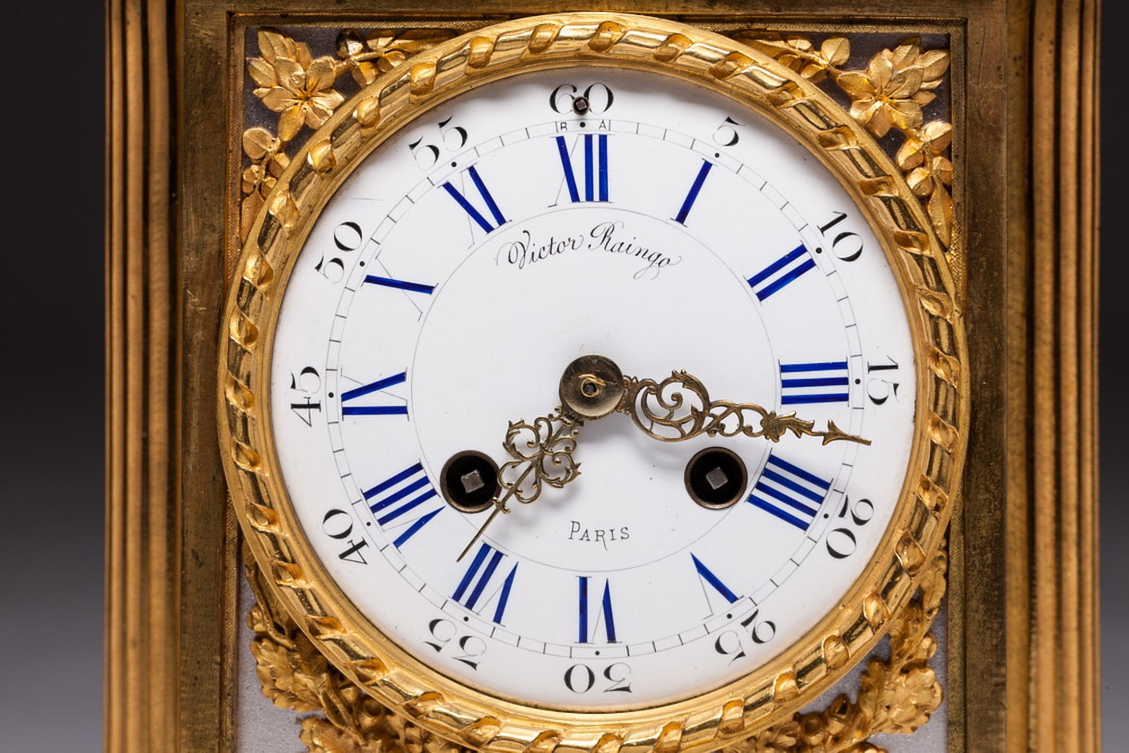 Antique French Mantel Clock by Victor Raingo Paris In Good Condition For Sale In Vilnius, LT