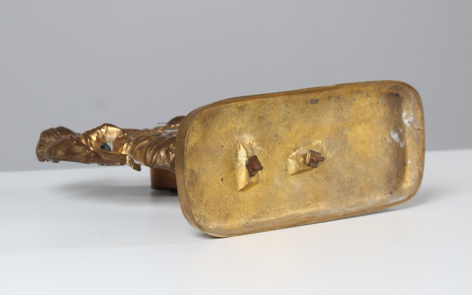 Antike französische Kaminuhr, Pendelleuchte, um 1900 (Bronze)