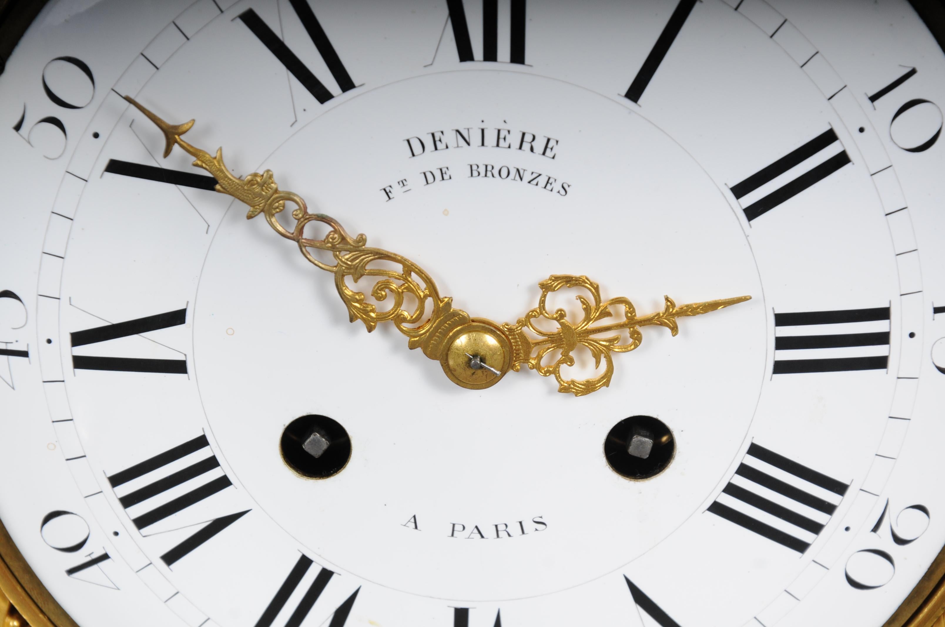 Brass Antique French Mantelpiece / Clock, Deniere a Paris, circa 1880 For Sale