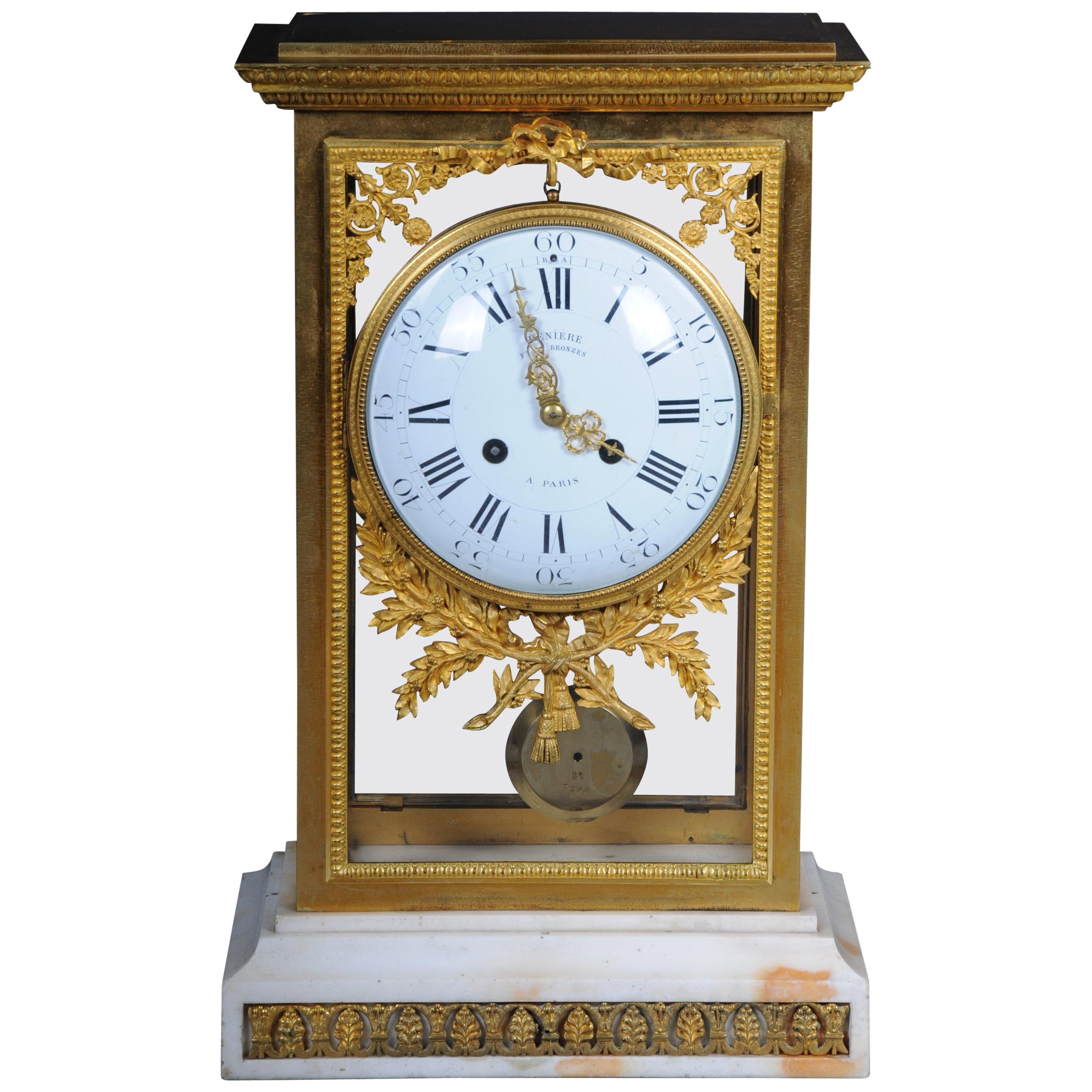 Antiker französischer Kaminsims/Uhr, Deniere a Paris, um 1880 im Angebot