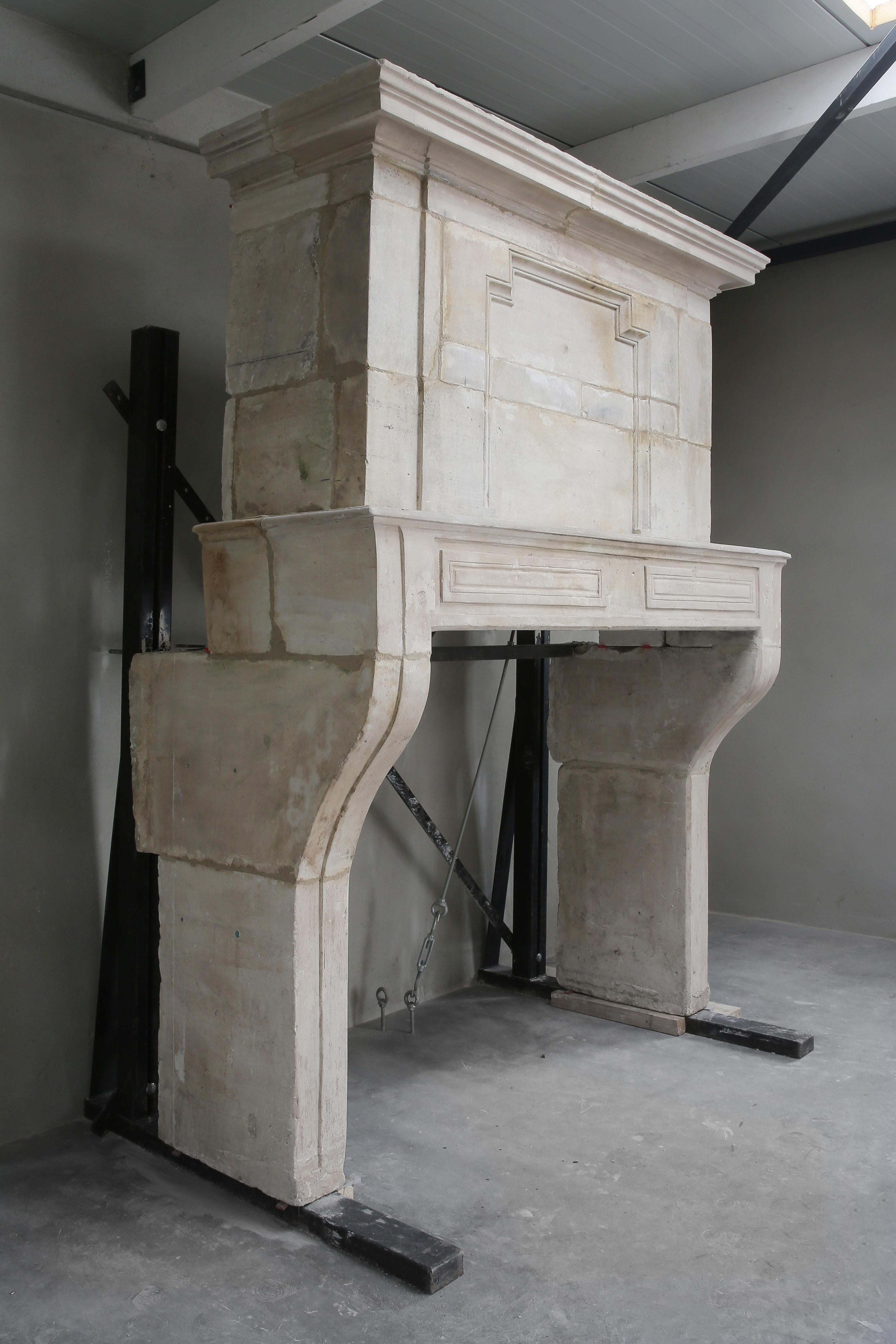 Other Antique French Mantelpiece with Trumeau, 18th Century, French Limestone