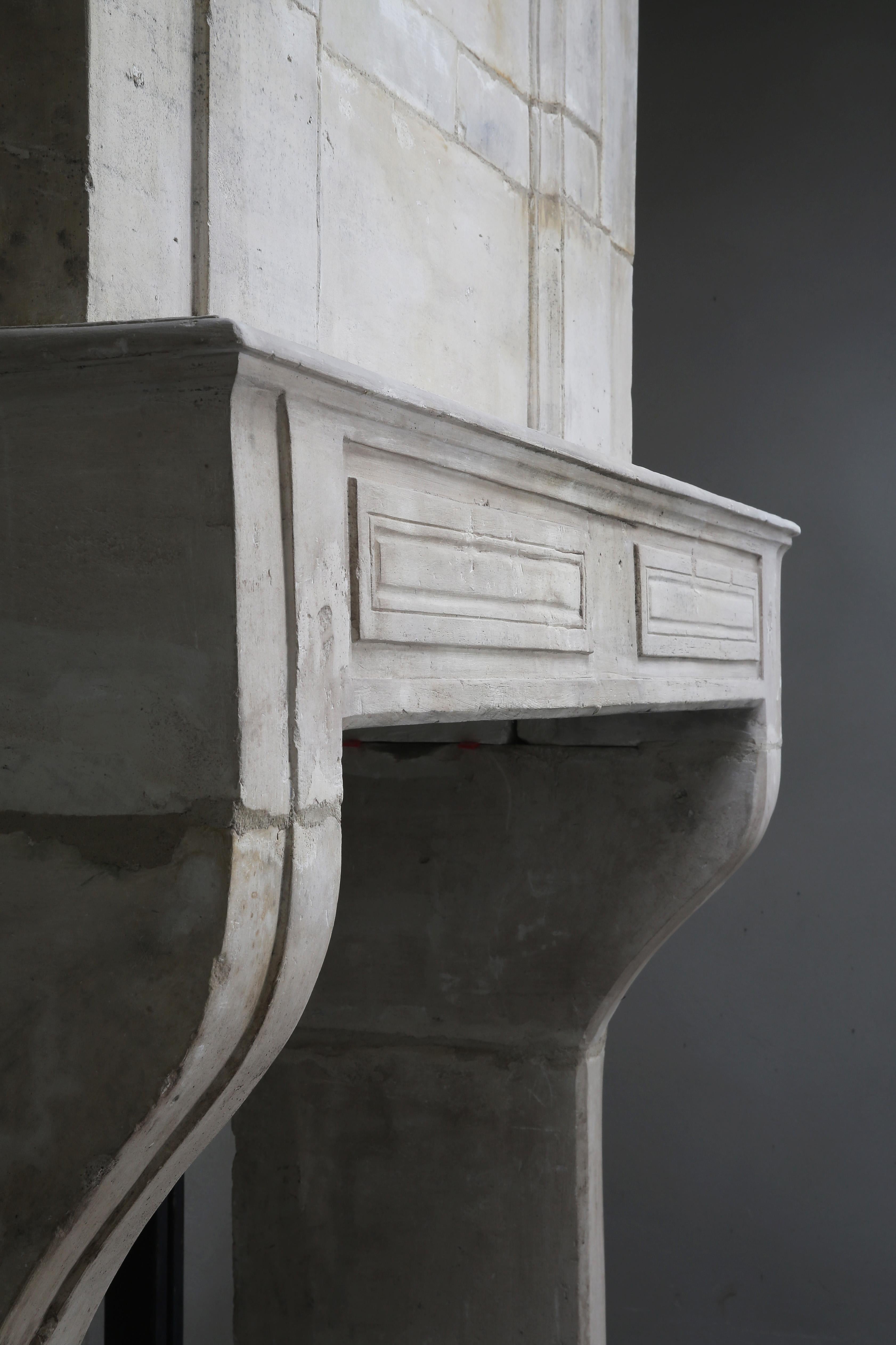 Antique French Mantelpiece with Trumeau, 18th Century, French Limestone In Good Condition In Made, NL