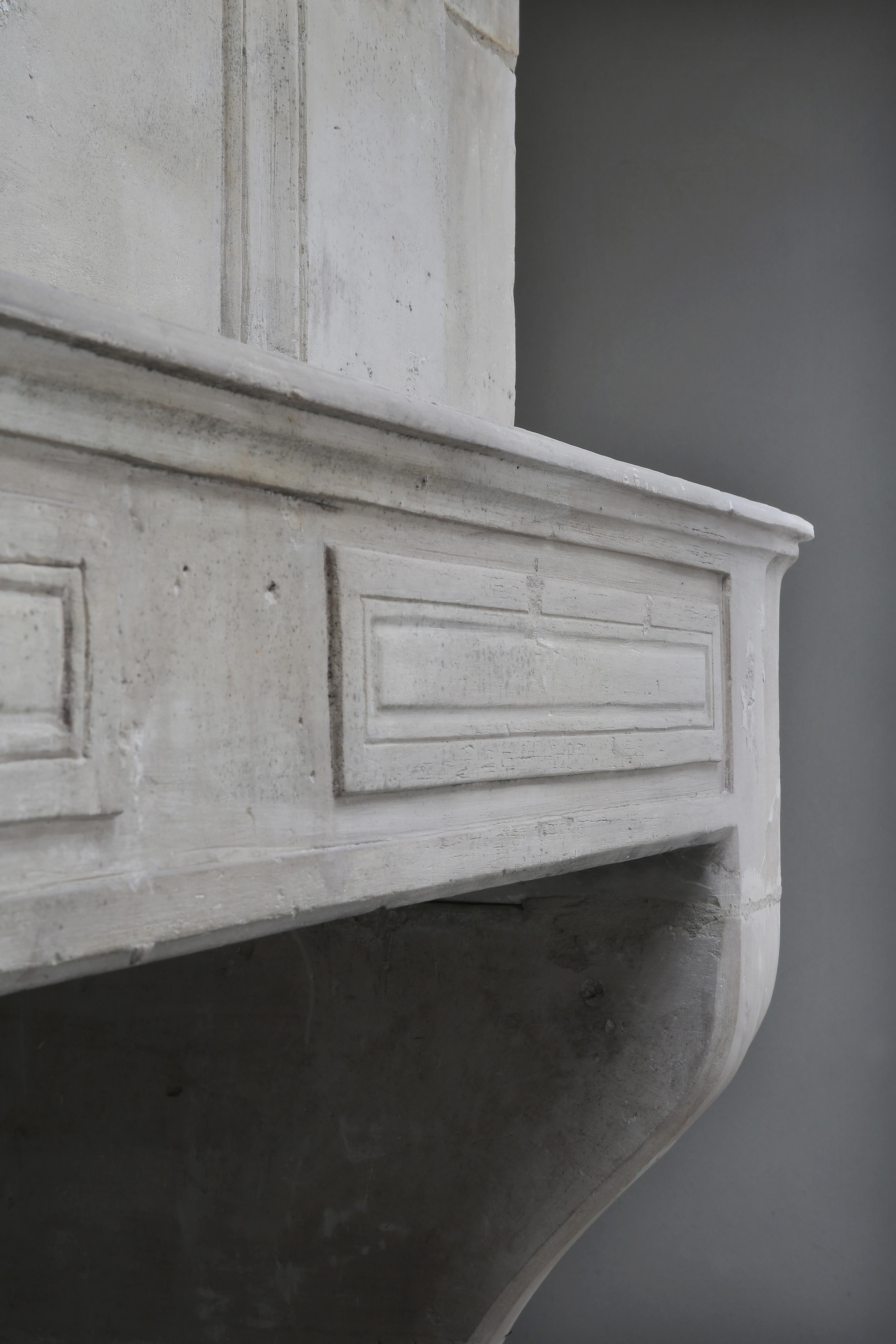 18th Century and Earlier Antique French Mantelpiece with Trumeau, 18th Century, French Limestone