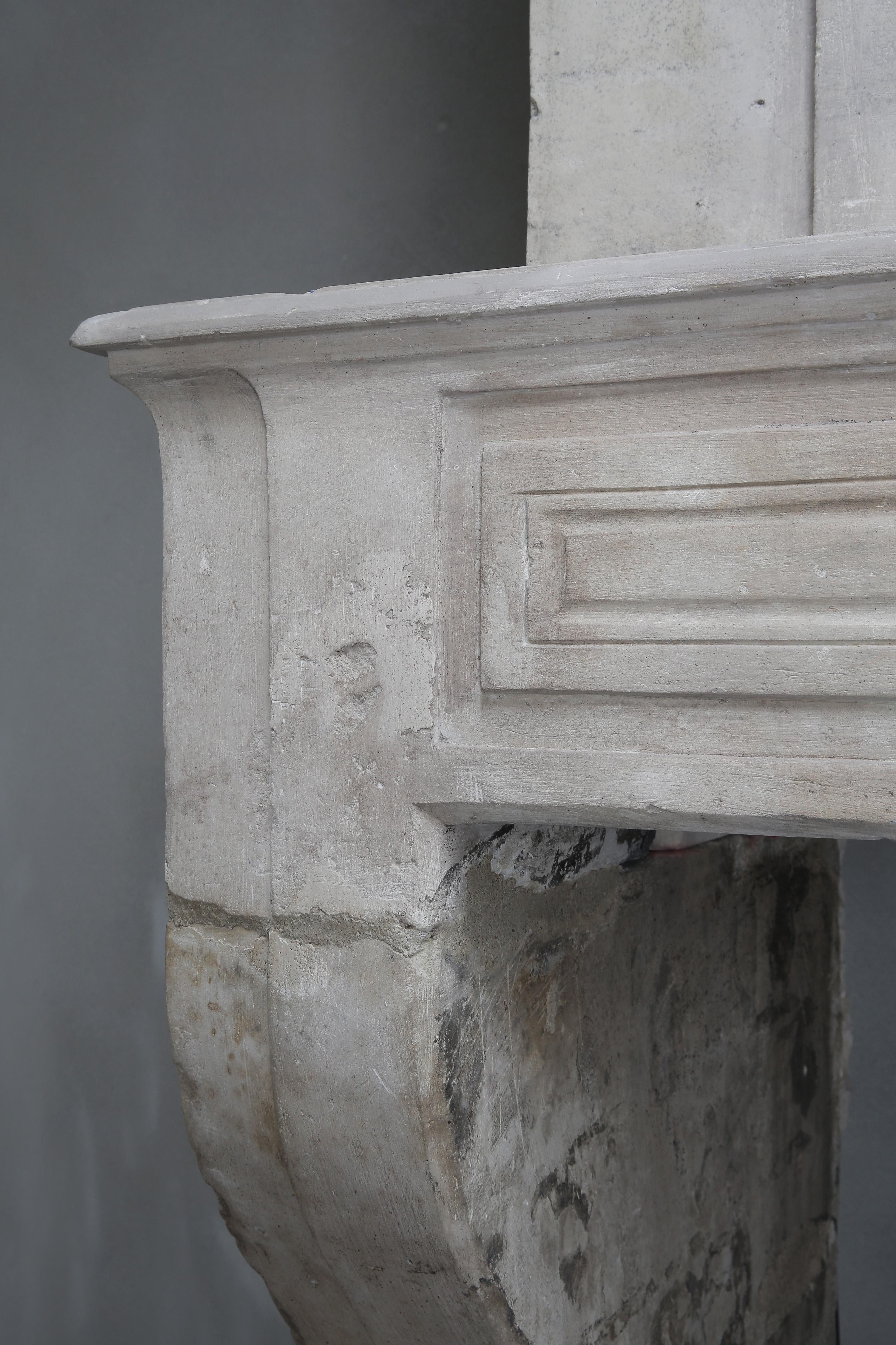 Antique French Mantelpiece with Trumeau, 18th Century, French Limestone 1