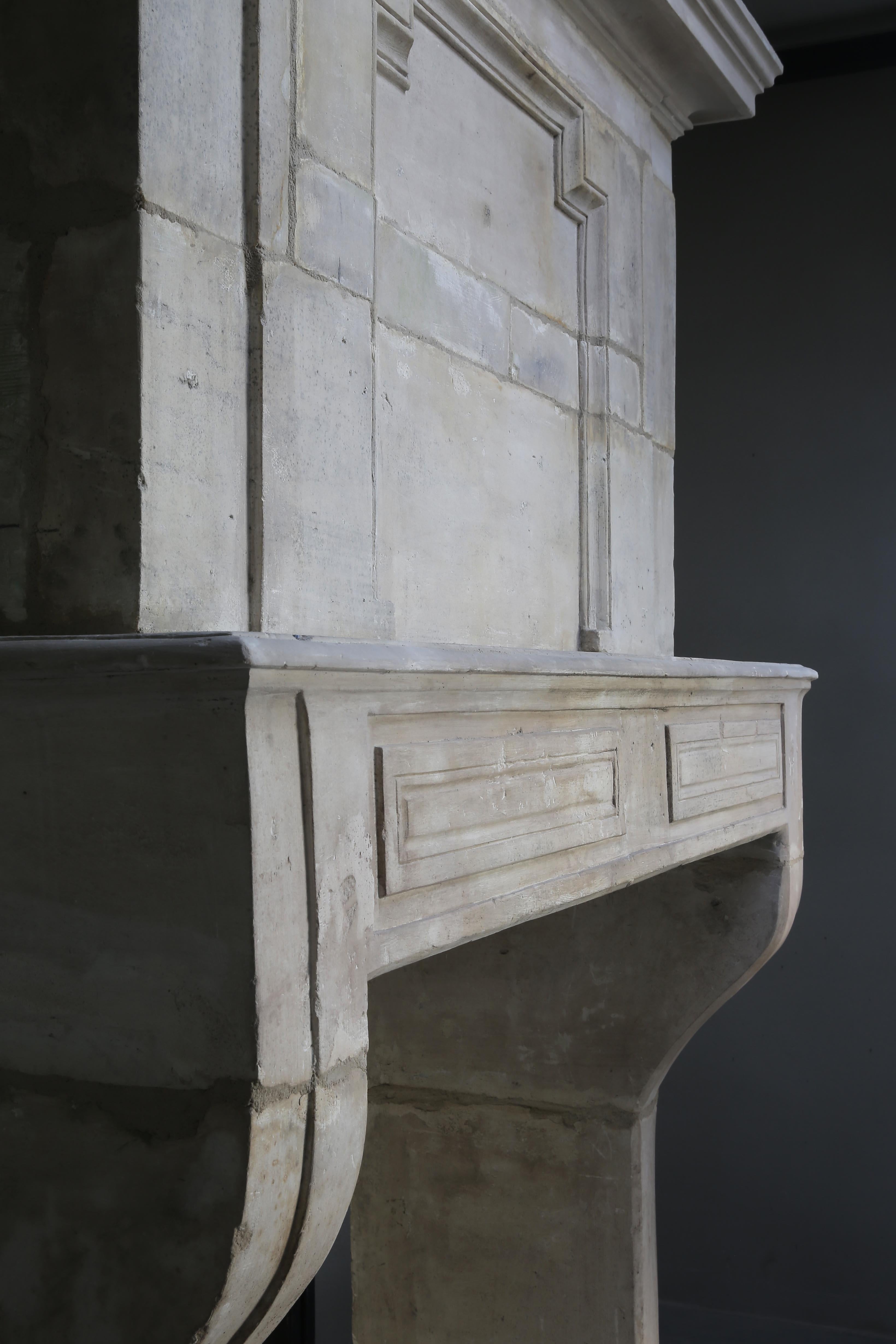 Antique French Mantelpiece with Trumeau, 18th Century, French Limestone 3