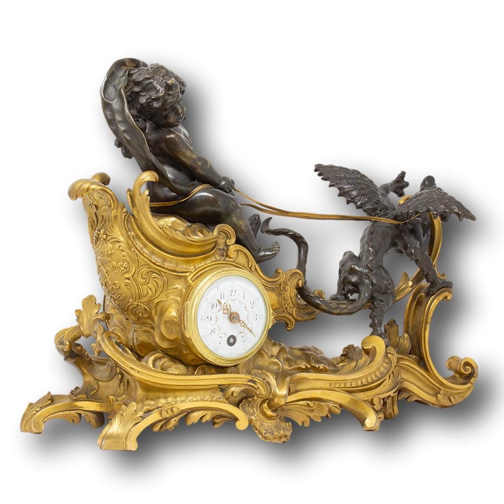 Antique French Mantle Chariot Clock François Linke For Sale 3