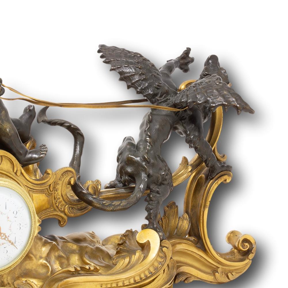 Antique French Mantle Chariot Clock François Linke For Sale 5