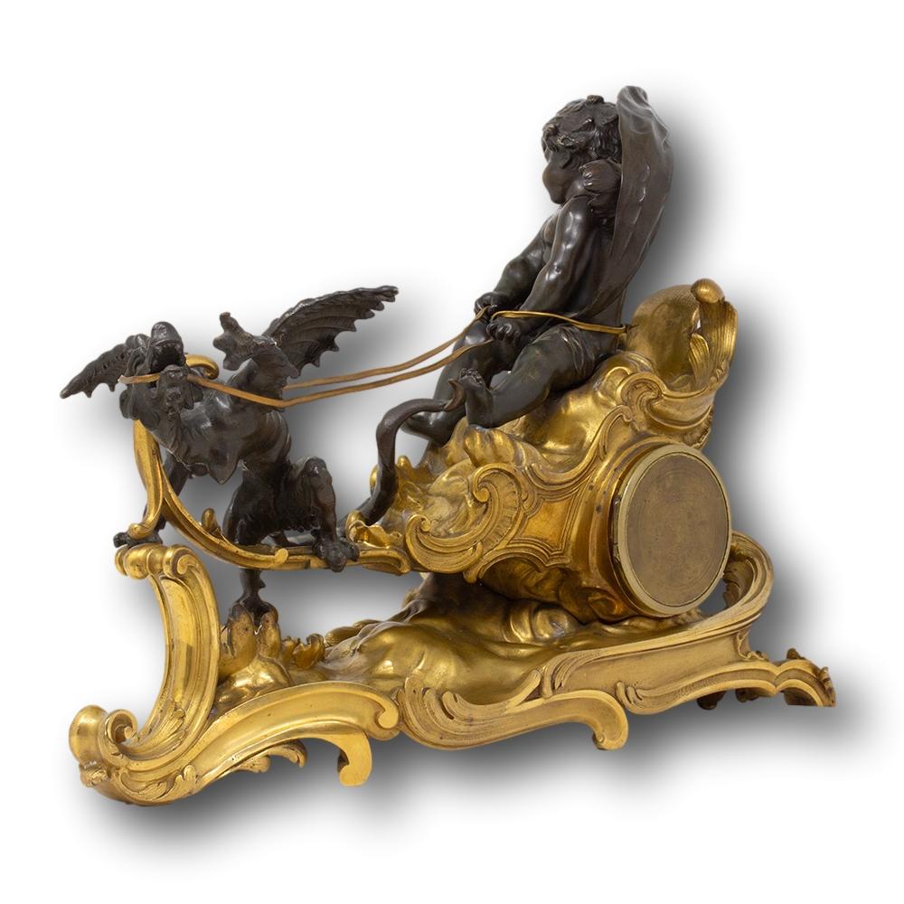 19th Century Antique French Mantle Chariot Clock François Linke For Sale
