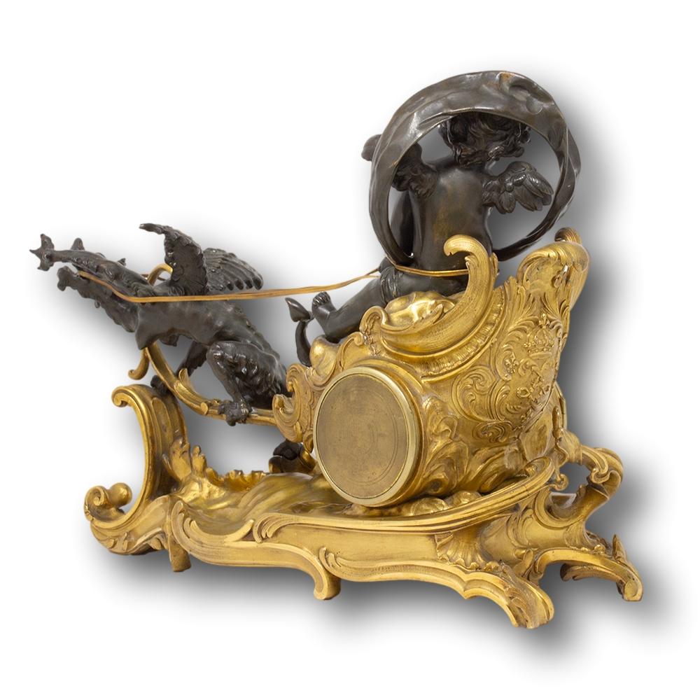 Antique French Mantle Chariot Clock François Linke For Sale 1