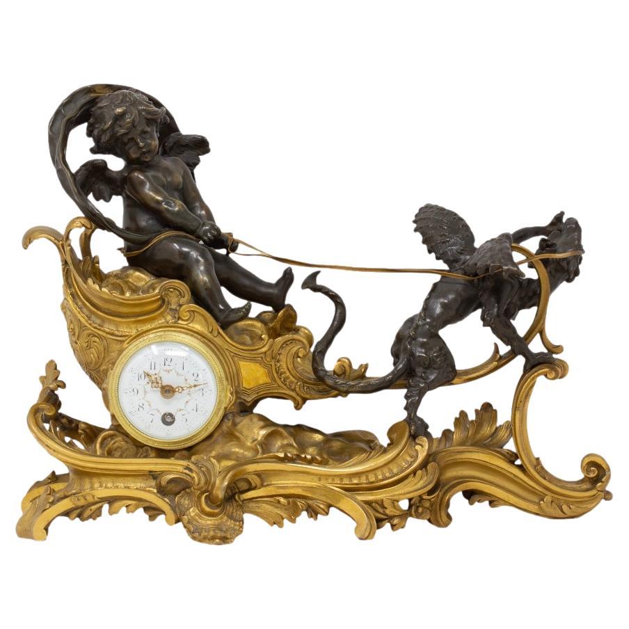 Antique French Mantle Chariot Clock François Linke For Sale