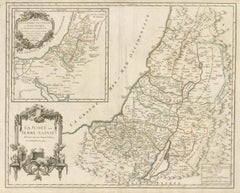 Antique French Map of the Holy Land, Twelve Tribes of Israel, c.1750