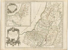 Antique French Map of the Holy Land, Twelve Tribes of Israel, c.1750