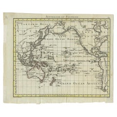 Antique French Map of the Pacific Ocean with Australia and Polynesia, 1806