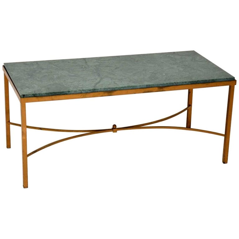 Antique French Marble And Brass Coffee Table For Sale At