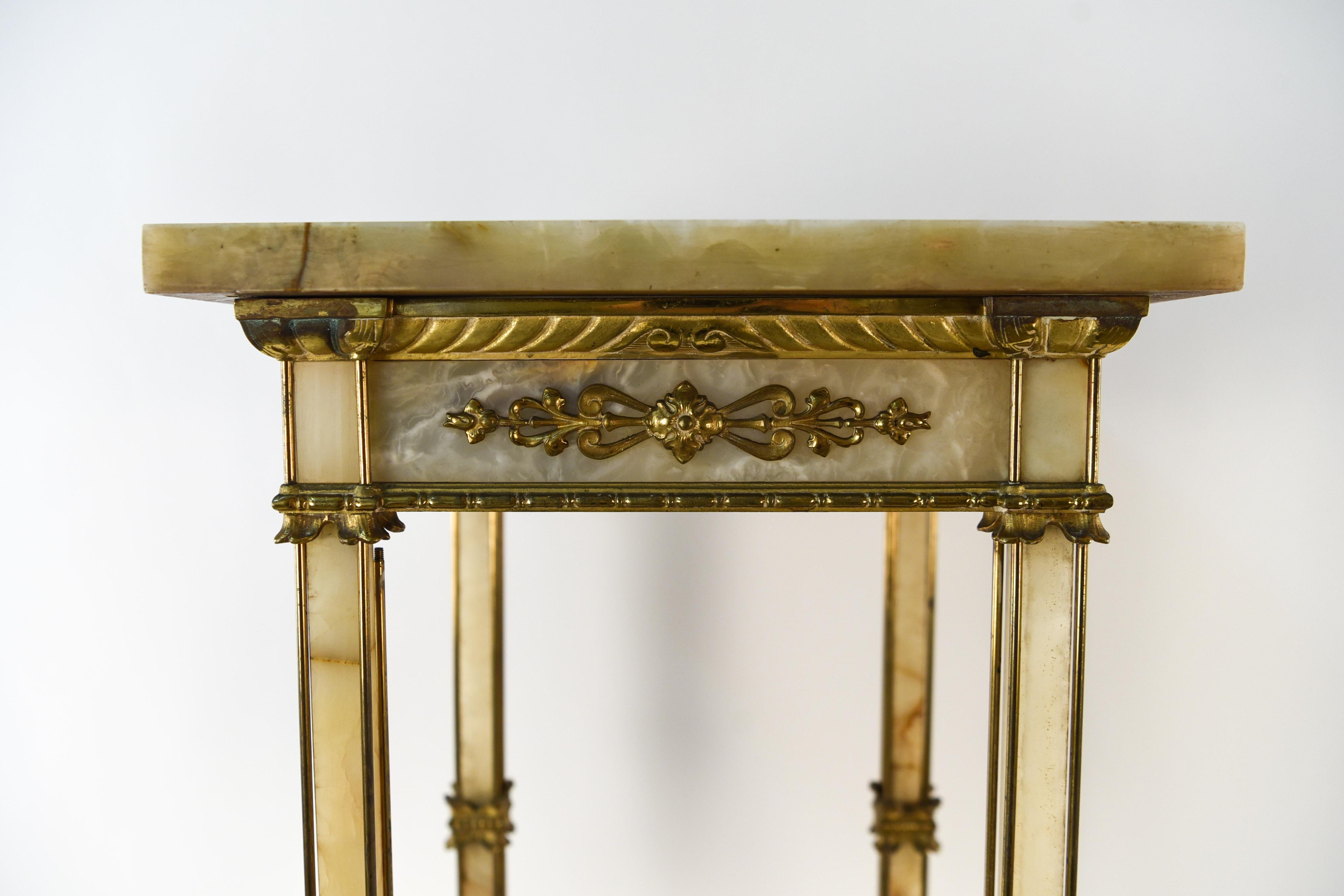 Antique French Marble and Brass Pedestal Stand 5
