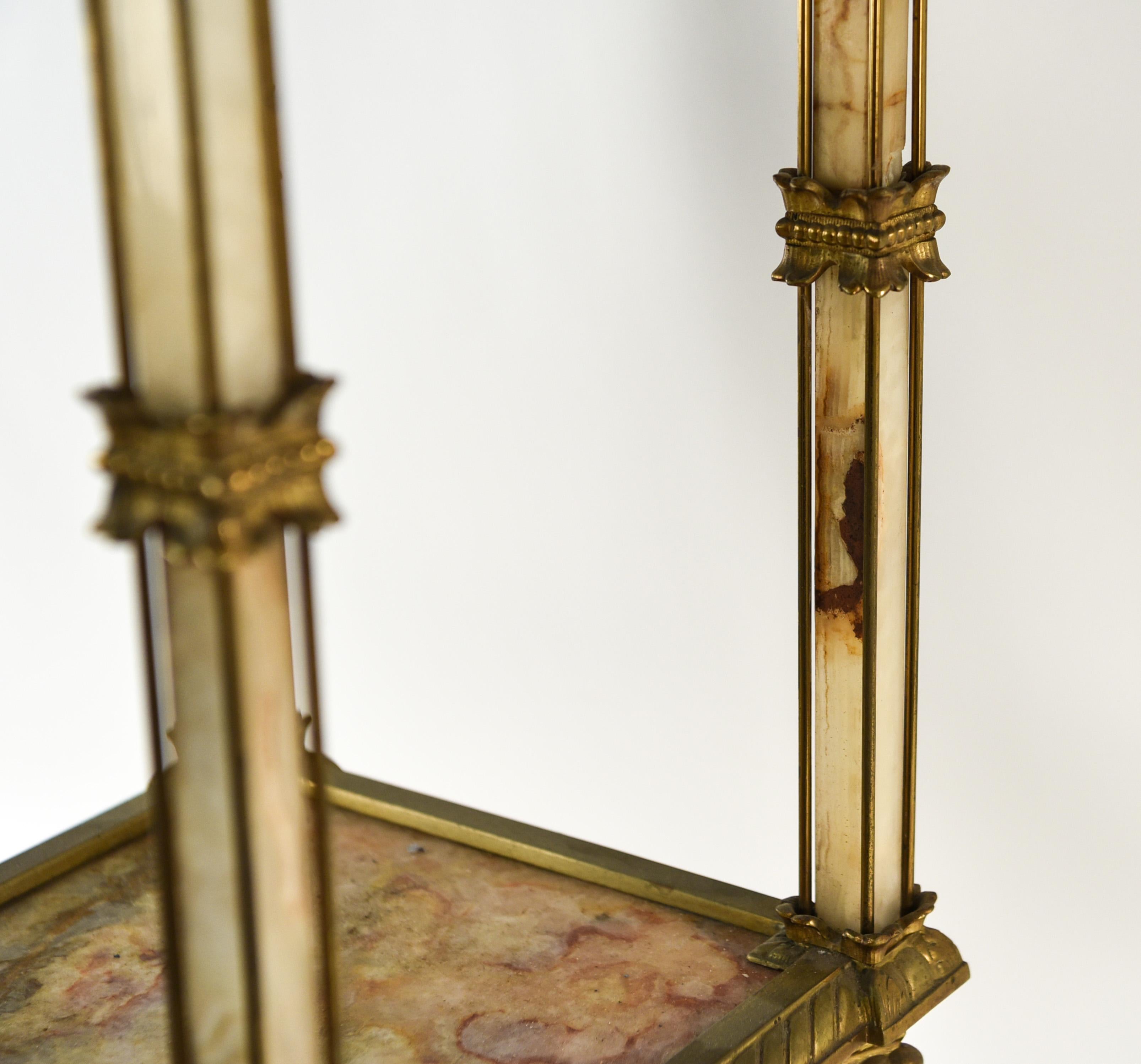 19th Century Antique French Marble and Brass Pedestal Stand