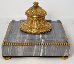 Antique  French Marble and Bronze Inkstand