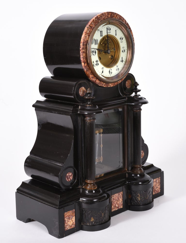 Antique French Marble and Bronze Mantle Clock For Sale at 1stdibs