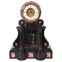 Antique French Marble and Bronze Mantle Clock