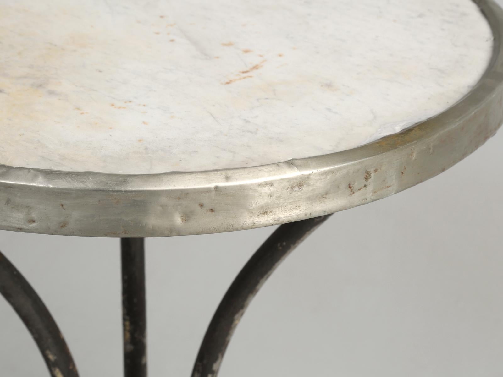 Early 20th Century Antique French Marble and Iron Small Bistro Table