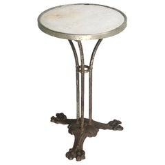 Antique French Marble and Iron Small Bistro Table
