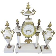 Antique French Marble and Ormolu Clock / Garniture Set