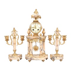 antique garniture Antique French Marble and Ormolu Clock Garniture Set