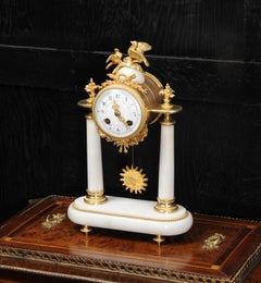 Antique French Marble and Ormolu Portico Clock, circa 1880