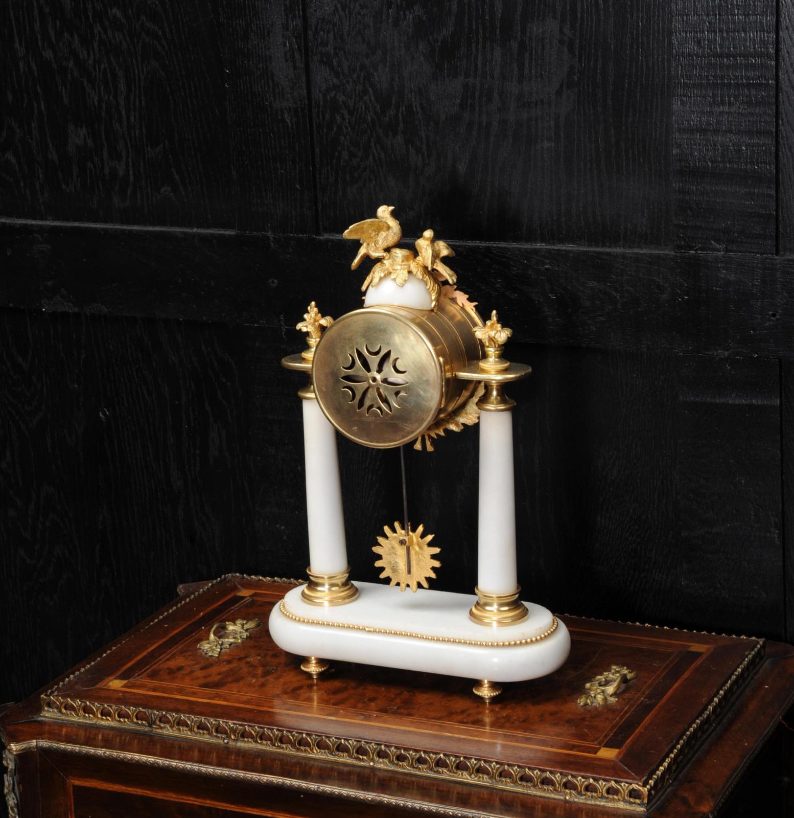 Antique French Marble and Ormolu Portico Clock, circa 1880 2