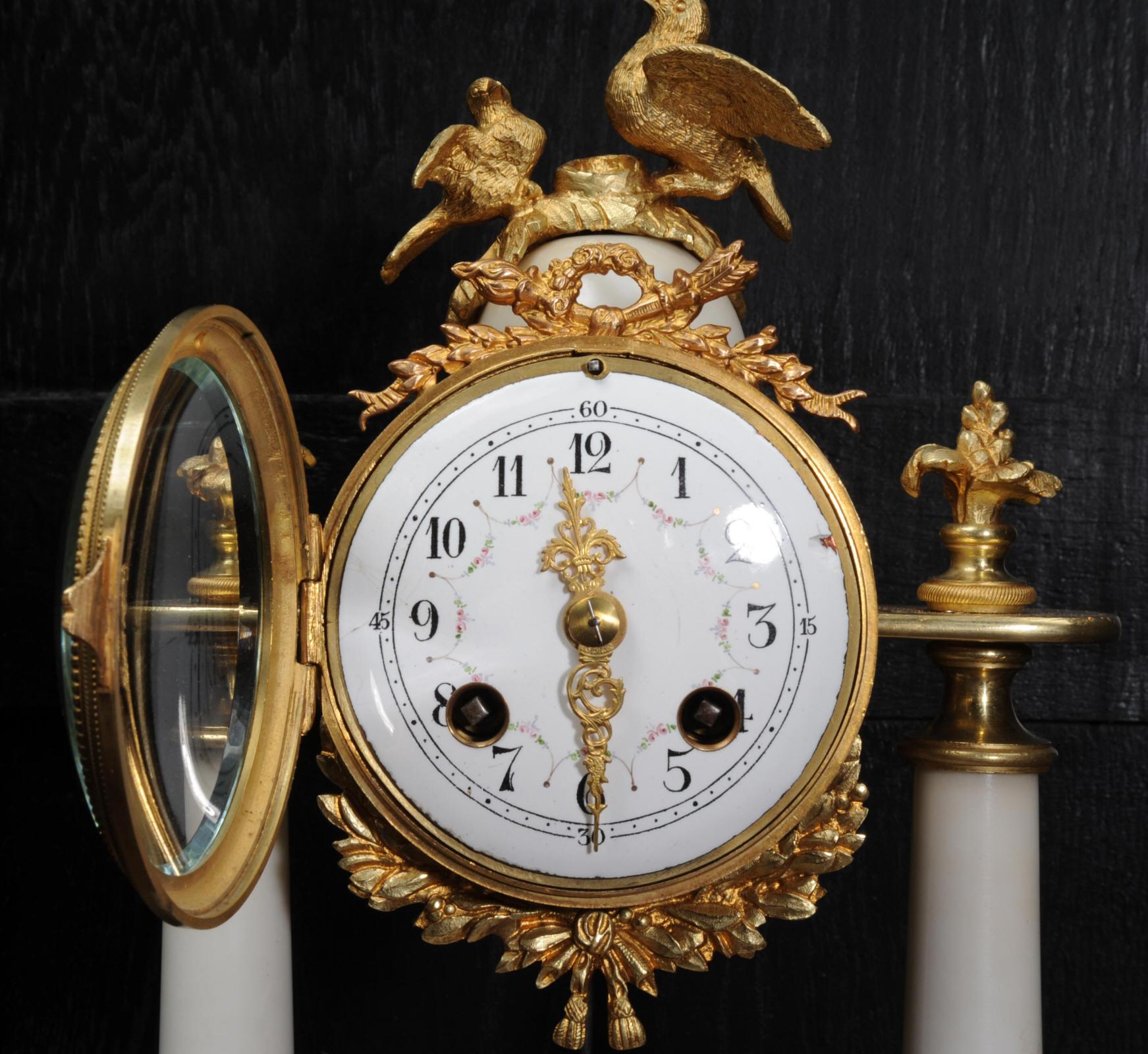 Antique French Marble and Ormolu Portico Clock, circa 1880 3