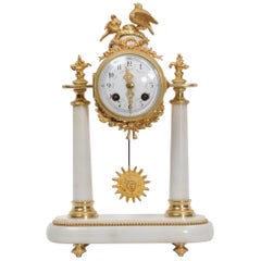 Antique French Marble and Ormolu Portico Clock, circa 1880
