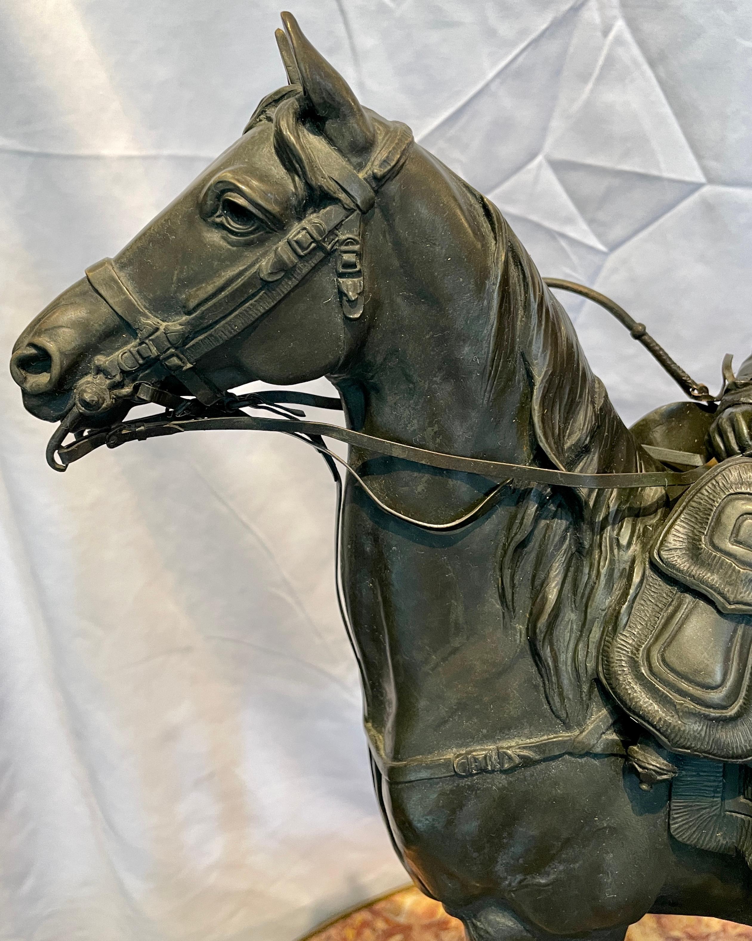 20th Century Antique Marble & Bronze Napoleon on Horseback by 