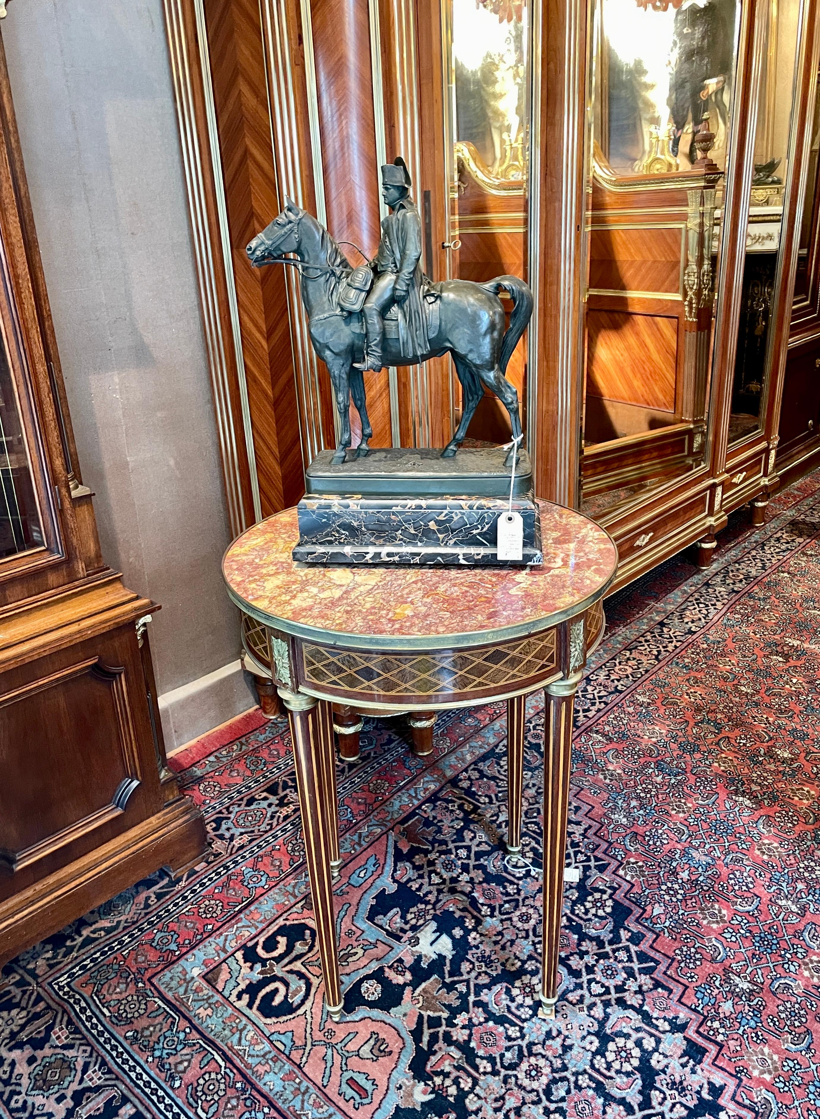 Antique Marble & Bronze Napoleon on Horseback by 