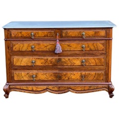 Antique French Marble Chest of Drawers Commode Burr Walnut circa 1890 Number 11