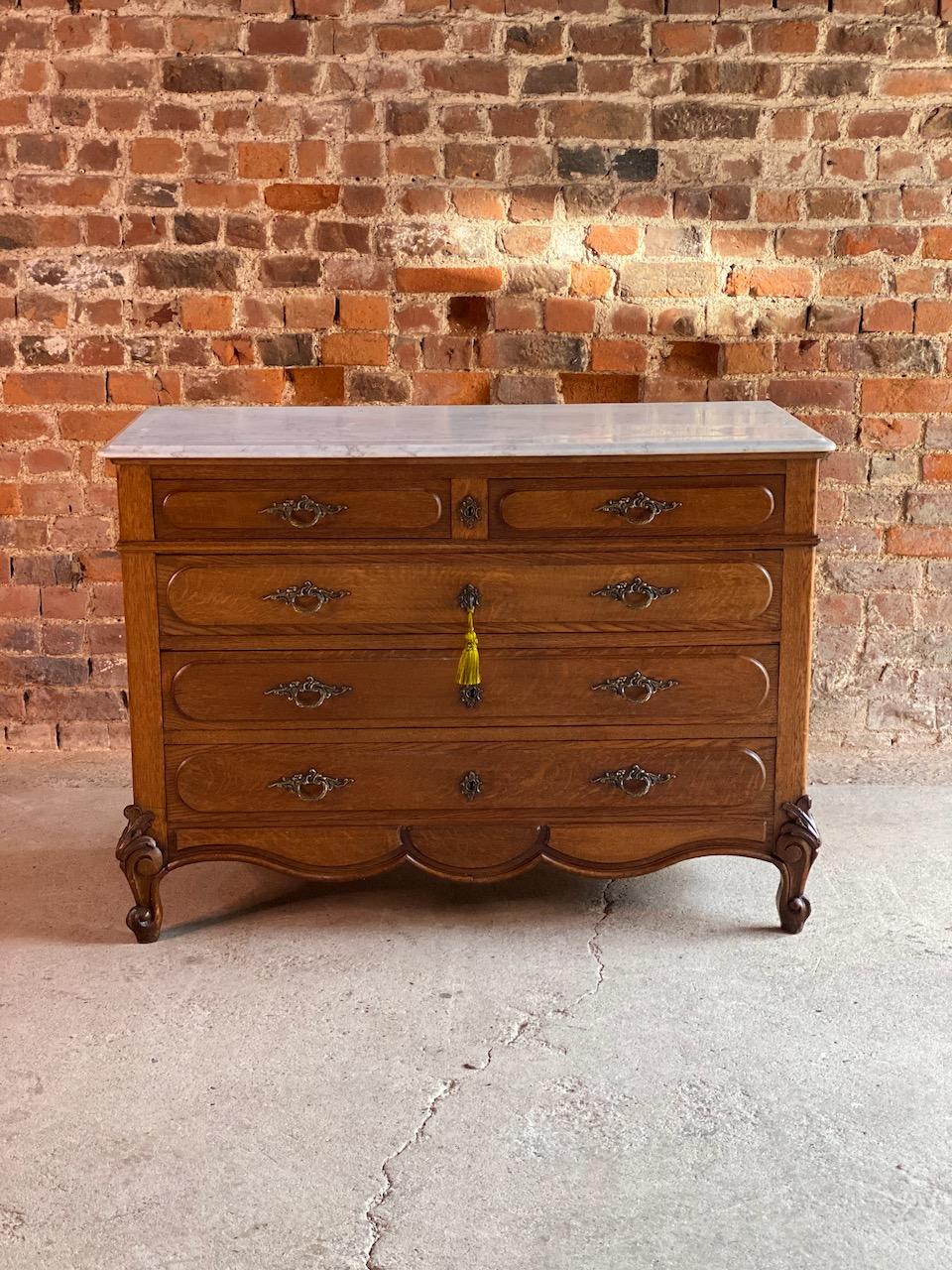 Antique French Marble Chest of Drawers Commode, France, circa 1890 4