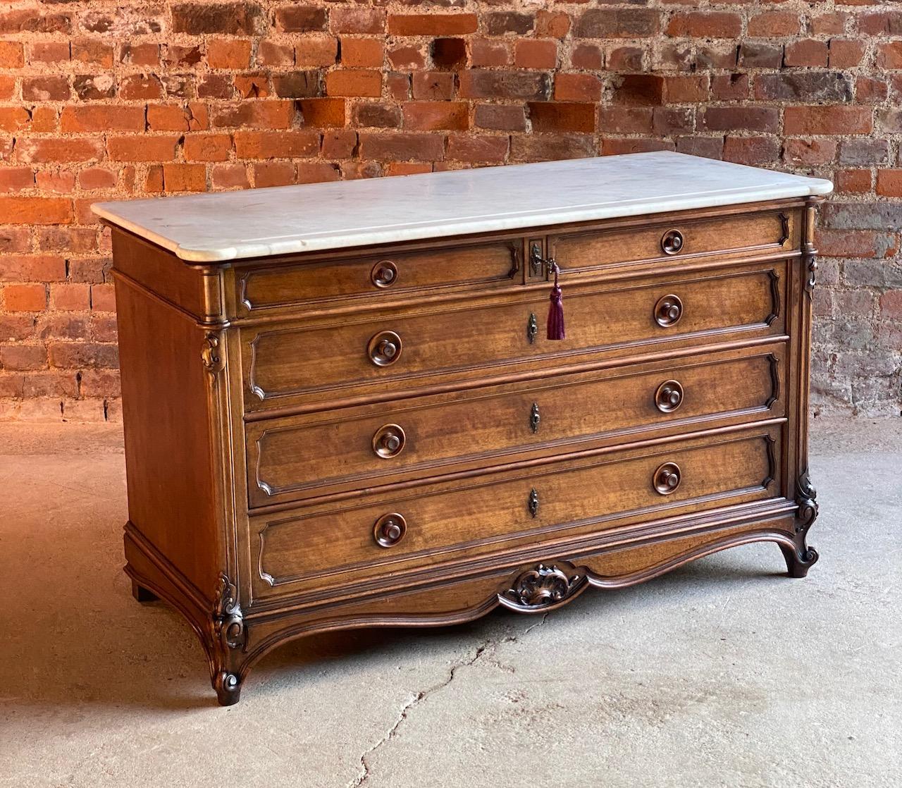 Napoleon III Antique French Marble Chest of Drawers Commode France circa 1890 Number 14