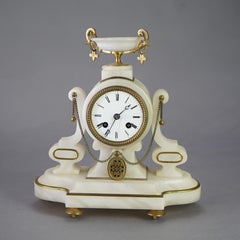 Antique French Marble & Gilt Bronze Mantel Clock Circa 1890