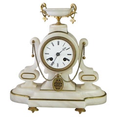 Antique French Marble & Gilt Bronze Mantel Clock Circa 1890
