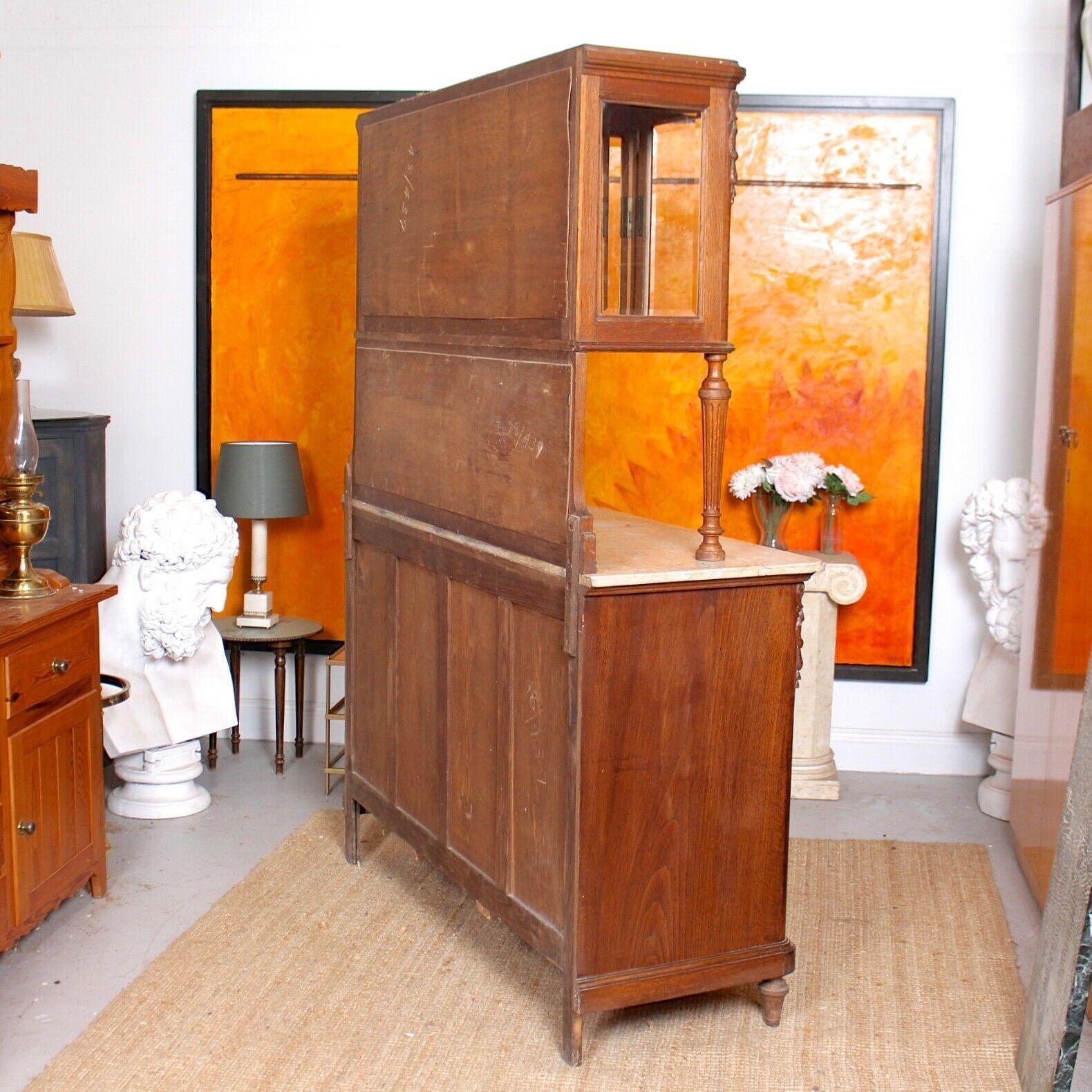 Antique French Marble Glazed Oak Dresser Buffet Display, 19th Century For Sale 6
