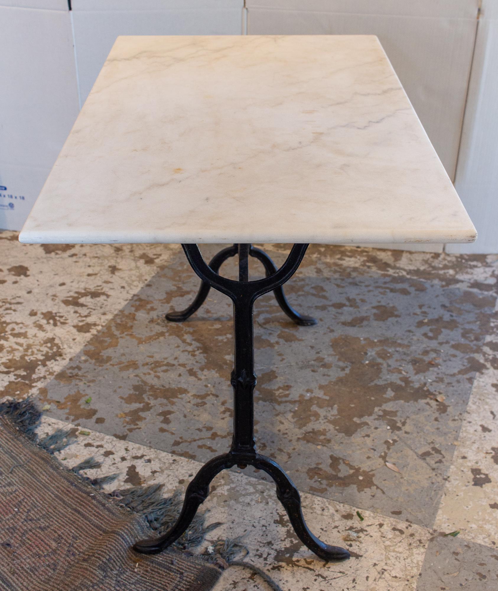 Antique French Marble and Iron Rectangular Bistro Table 12